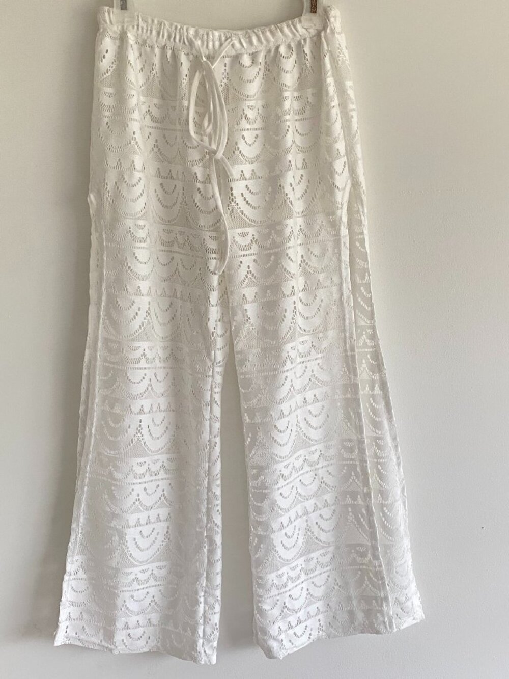Alexa & Stella White Lace Crochet Beach Cover Up Pants